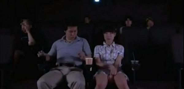  Cuming inside petite teen in movie theater